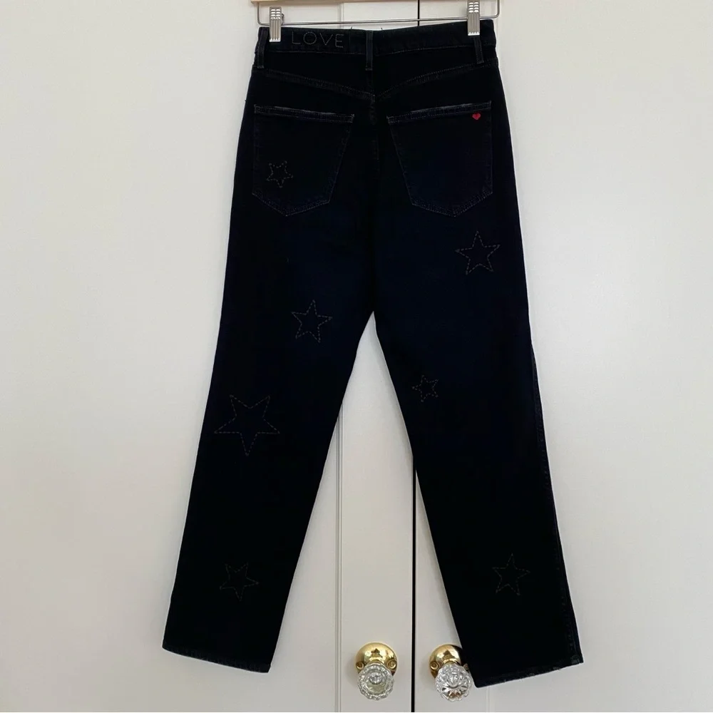 Anthropologie Sundry Stars Love‎ Stitching Ultra High-Rise Straight Jeans